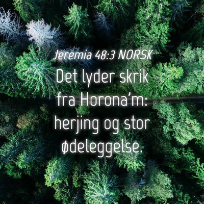 Picture 04 - Jeremia 48:3 NORSK - Det lyder skrik fra Horona'm: herjing og stor - Bible Verse Picture