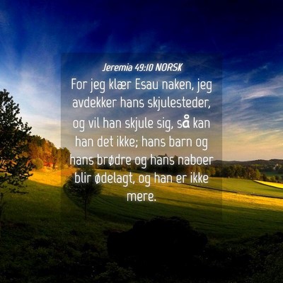 Picture 04 - Jeremia 49:10 NORSK - For jeg klær Esau naken, jeg avdekker hans - Bible Verse Picture