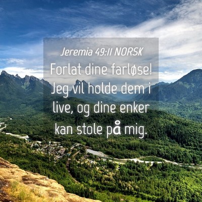 Picture 04 - Jeremia 49:11 NORSK - Forlat dine farløse! Jeg vil holde dem i live, - Bible Verse Picture