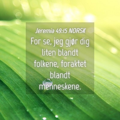 Picture 04 - Jeremia 49:15 NORSK - For se, jeg gjør dig liten blandt folkene, - Bible Verse Picture
