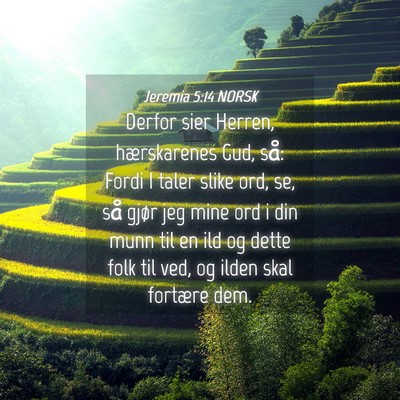 Picture 04 - Jeremia 5:14 NORSK - Derfor sier Herren, hærskarenes Gud, så: Fordi - Bible Verse Picture