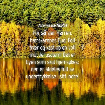 Picture 04 - Jeremia 6:6 NORSK - For så sier Herren, hærskarenes Gud: Fell trær - Bible Verse Picture