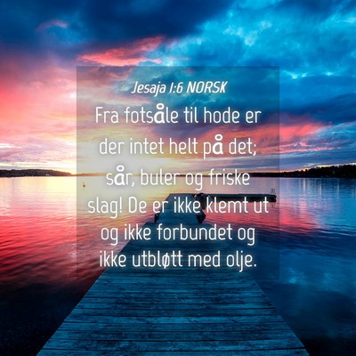 Picture 04 - Jesaja 1:6 NORSK - Fra fotsåle til hode er der intet helt på det; - Bible Verse Picture
