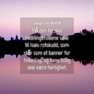 Picture 04 - Jesaja 11:10 NORSK - På den tid skal hedningefolkene søke til Isais - Bible Verse Picture