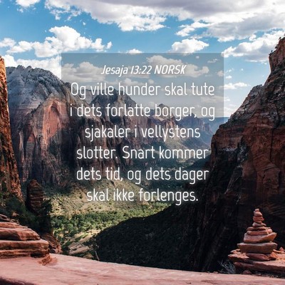 Picture 04 - Jesaja 13:22 NORSK - Og ville hunder skal tute i dets forlatte borger, - Bible Verse Picture
