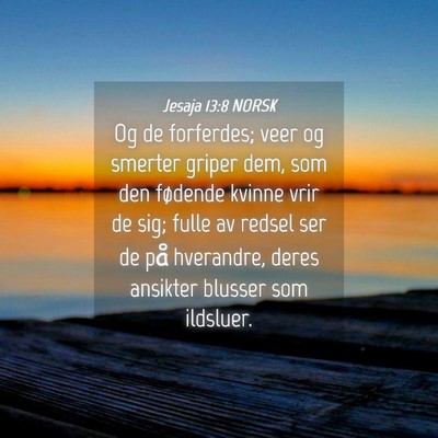 Picture 04 - Jesaja 13:8 NORSK - Og de forferdes; veer og smerter griper dem, som - Bible Verse Picture