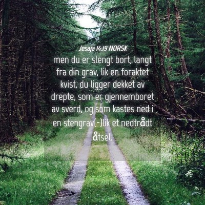 Picture 04 - Jesaja 14:19 NORSK - men du er slengt bort, langt fra din grav, lik en - Bible Verse Picture