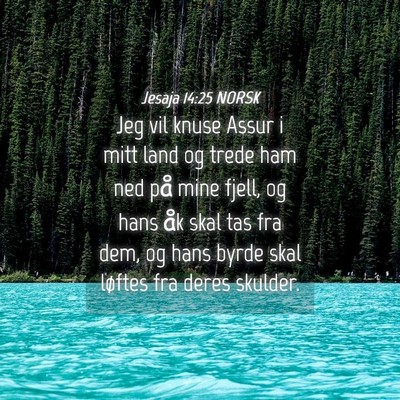 Picture 04 - Jesaja 14:25 NORSK - Jeg vil knuse Assur i mitt land og trede ham ned - Bible Verse Picture