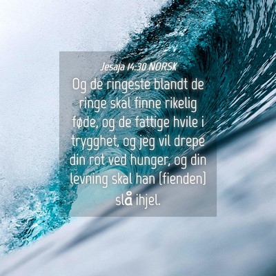Picture 04 - Jesaja 14:30 NORSK - Og de ringeste blandt de ringe skal finne rikelig - Bible Verse Picture