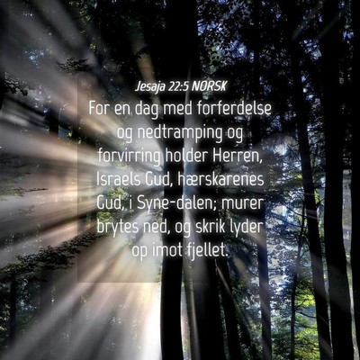 Picture 04 - Jesaja 22:5 NORSK - For en dag med forferdelse og nedtramping og - Bible Verse Picture