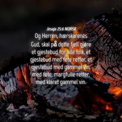 Picture 04 - Jesaja 25:6 NORSK - Og Herren, hærskarenes Gud, skal på dette fjell - Bible Verse Picture