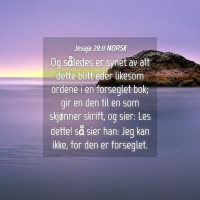 Picture 04 - Jesaja 29:11 NORSK - Og således er synet av alt dette blitt eder - Bible Verse Picture