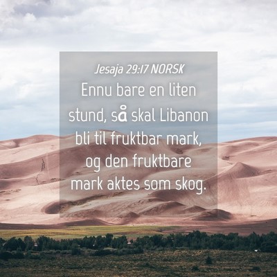 Picture 04 - Jesaja 29:17 NORSK - Ennu bare en liten stund, så skal Libanon bli - Bible Verse Picture