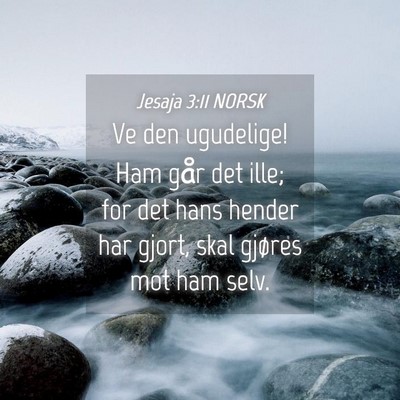 Picture 04 - Jesaja 3:11 NORSK - Ve den ugudelige! Ham går det ille; for det hans - Bible Verse Picture