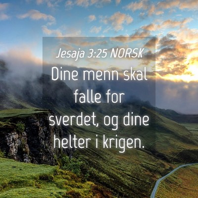 Picture 04 - Jesaja 3:25 NORSK - Dine menn skal falle for sverdet, og dine helter - Bible Verse Picture