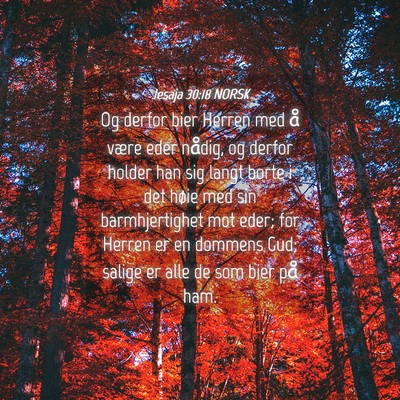 Picture 04 - Jesaja 30:18 NORSK - Og derfor bier Herren med å være eder nådig, - Bible Verse Picture