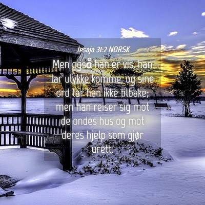 Picture 04 - Jesaja 31:2 NORSK - Men også han er vis, han lar ulykke komme, og - Bible Verse Picture