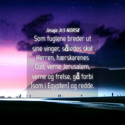 Picture 04 - Jesaja 31:5 NORSK - Som fuglene breder ut sine vinger, således skal - Bible Verse Picture
