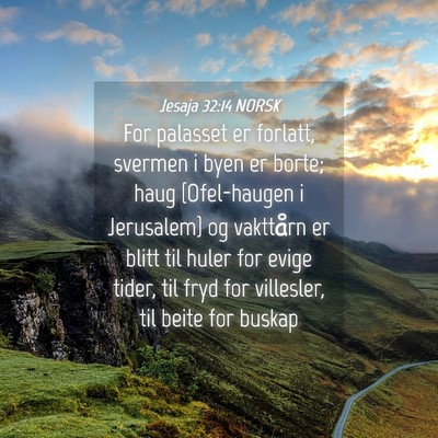 Picture 04 - Jesaja 32:14 NORSK - For palasset er forlatt, svermen i byen er borte; - Bible Verse Picture