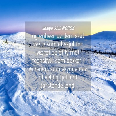 Picture 04 - Jesaja 32:2 NORSK - og enhver av dem skal være som et skjul for - Bible Verse Picture