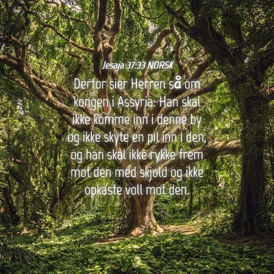 Picture 04 - Jesaja 37:33 NORSK - Derfor sier Herren så om kongen i Assyria: Han - Bible Verse Picture