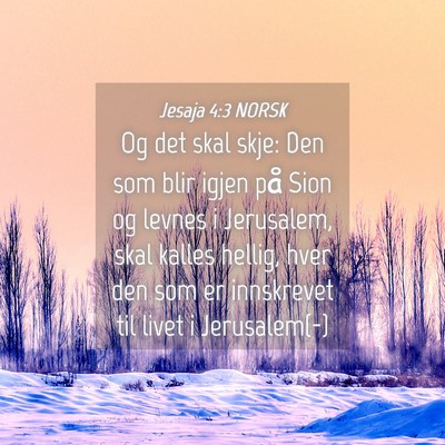 Picture 04 - Jesaja 4:3 NORSK - Og det skal skje: Den som blir igjen på Sion og - Bible Verse Picture