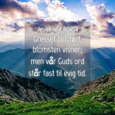 Picture 04 - Jesaja 40:8 NORSK - Gresset blir tørt, blomsten visner; men vår - Bible Verse Picture