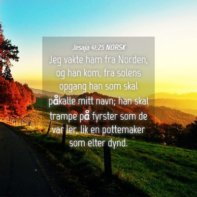 Picture 04 - Jesaja 41:25 NORSK - Jeg vakte ham fra Norden, og han kom, fra solens - Bible Verse Picture