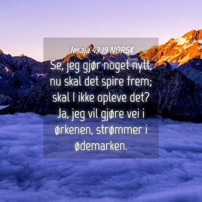 Picture 04 - Jesaja 43:19 NORSK - Se, jeg gjør noget nytt, nu skal det spire frem; - Bible Verse Picture