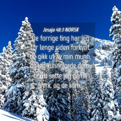 Picture 04 - Jesaja 48:3 NORSK - De forrige ting har jeg for lenge siden forkynt, - Bible Verse Picture