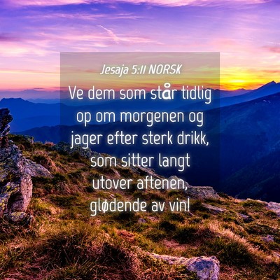 Picture 04 - Jesaja 5:11 NORSK - Ve dem som står tidlig op om morgenen og jager - Bible Verse Picture