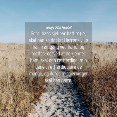 Picture 04 - Jesaja 53:11 NORSK - Fordi hans sjel har hatt møie, skal han se det - Bible Verse Picture