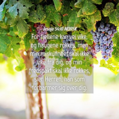 Picture 04 - Jesaja 54:10 NORSK - For fjellene kan vei vike, og haugene rokkes, men - Bible Verse Picture