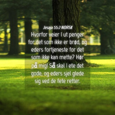 Picture 04 - Jesaja 55:2 NORSK - Hvorfor veier I ut penger for det som ikke er - Bible Verse Picture