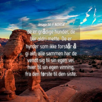 Picture 04 - Jesaja 56:11 NORSK - de er grådige hunder, de blir aldri mette. De er - Bible Verse Picture