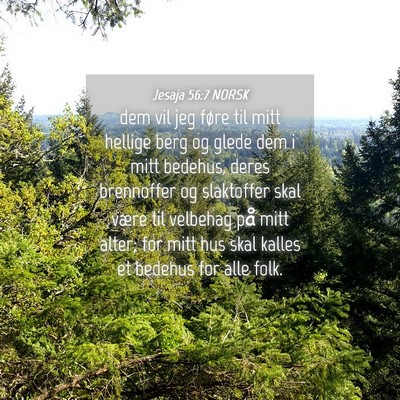 Picture 04 - Jesaja 56:7 NORSK - dem vil jeg føre til mitt hellige berg og glede - Bible Verse Picture
