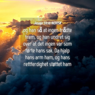 Picture 04 - Jesaja 59:16 NORSK - og han så at ingen trådte frem, og han undret - Bible Verse Picture