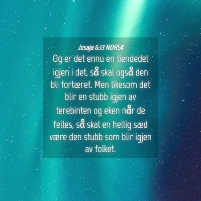 Picture 04 - Jesaja 6:13 NORSK - Og er det ennu en tiendedel igjen i det, så skal - Bible Verse Picture
