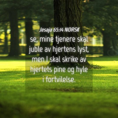 Picture 04 - Jesaja 65:14 NORSK - se, mine tjenere skal juble av hjertens lyst, men - Bible Verse Picture