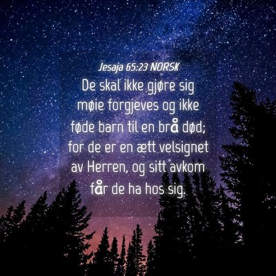 Picture 04 - Jesaja 65:23 NORSK - De skal ikke gjøre sig møie forgjeves og ikke - Bible Verse Picture