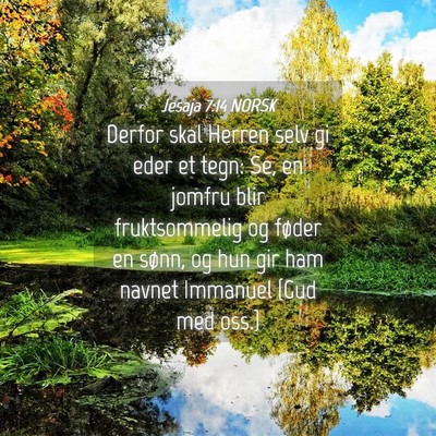 Picture 04 - Jesaja 7:14 NORSK - Derfor skal Herren selv gi eder et tegn: Se, en - Bible Verse Picture