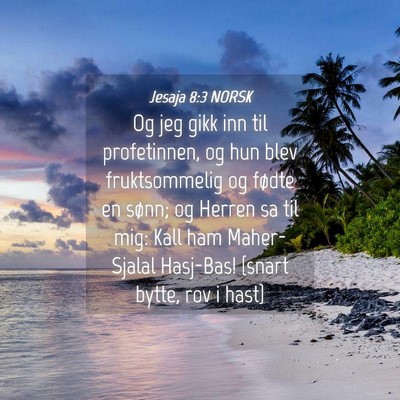 Picture 04 - Jesaja 8:3 NORSK - Og jeg gikk inn til profetinnen, og hun blev - Bible Verse Picture