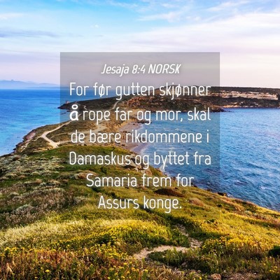 Picture 04 - Jesaja 8:4 NORSK - For før gutten skjønner å rope far og mor, - Bible Verse Picture