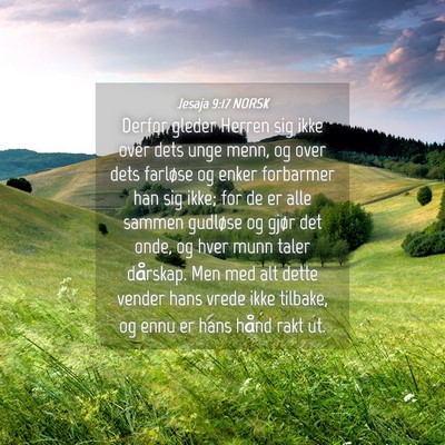 Picture 04 - Jesaja 9:17 NORSK - Derfor gleder Herren sig ikke over dets unge - Bible Verse Picture