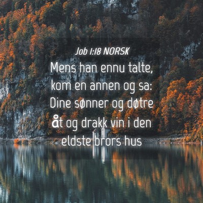Picture 04 - Job 1:18 NORSK - Mens han ennu talte, kom en annen og sa: Dine - Bible Verse Picture