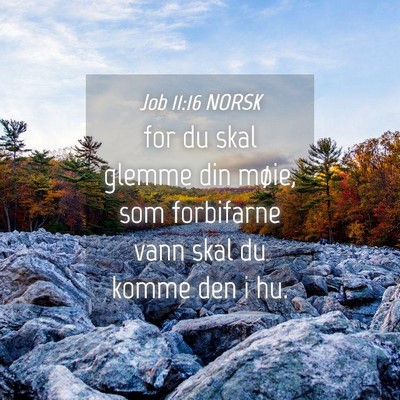 Picture 04 - Job 11:16 NORSK - for du skal glemme din møie, som forbifarne vann - Bible Verse Picture
