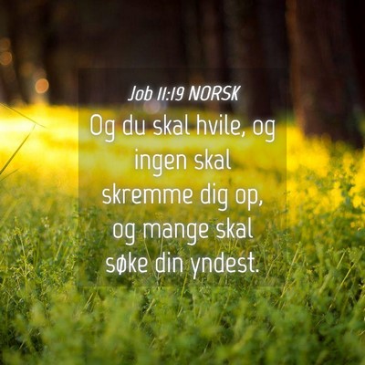 Picture 04 - Job 11:19 NORSK - Og du skal hvile, og ingen skal skremme dig op, - Bible Verse Picture
