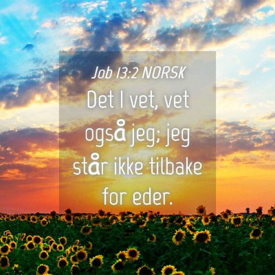 Picture 04 - Job 13:2 NORSK - Det I vet, vet også jeg; jeg står ikke tilbake - Bible Verse Picture