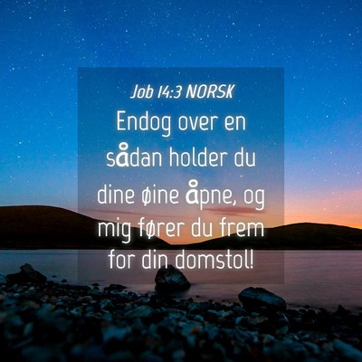 Picture 04 - Job 14:3 NORSK - Endog over en sådan holder du dine øine åpne, - Bible Verse Picture