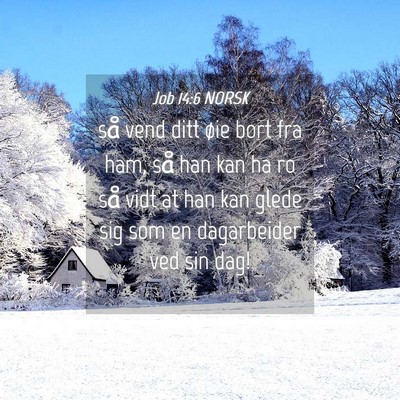 Picture 04 - Job 14:6 NORSK - så vend ditt øie bort fra ham, så han kan ha - Bible Verse Picture